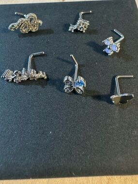 🌟🌟Nose Rings Silver 20g L-shaped (6)